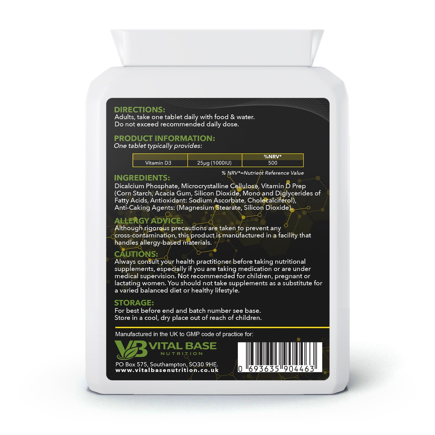 Vitamin D3 1000iu 180 Tablets